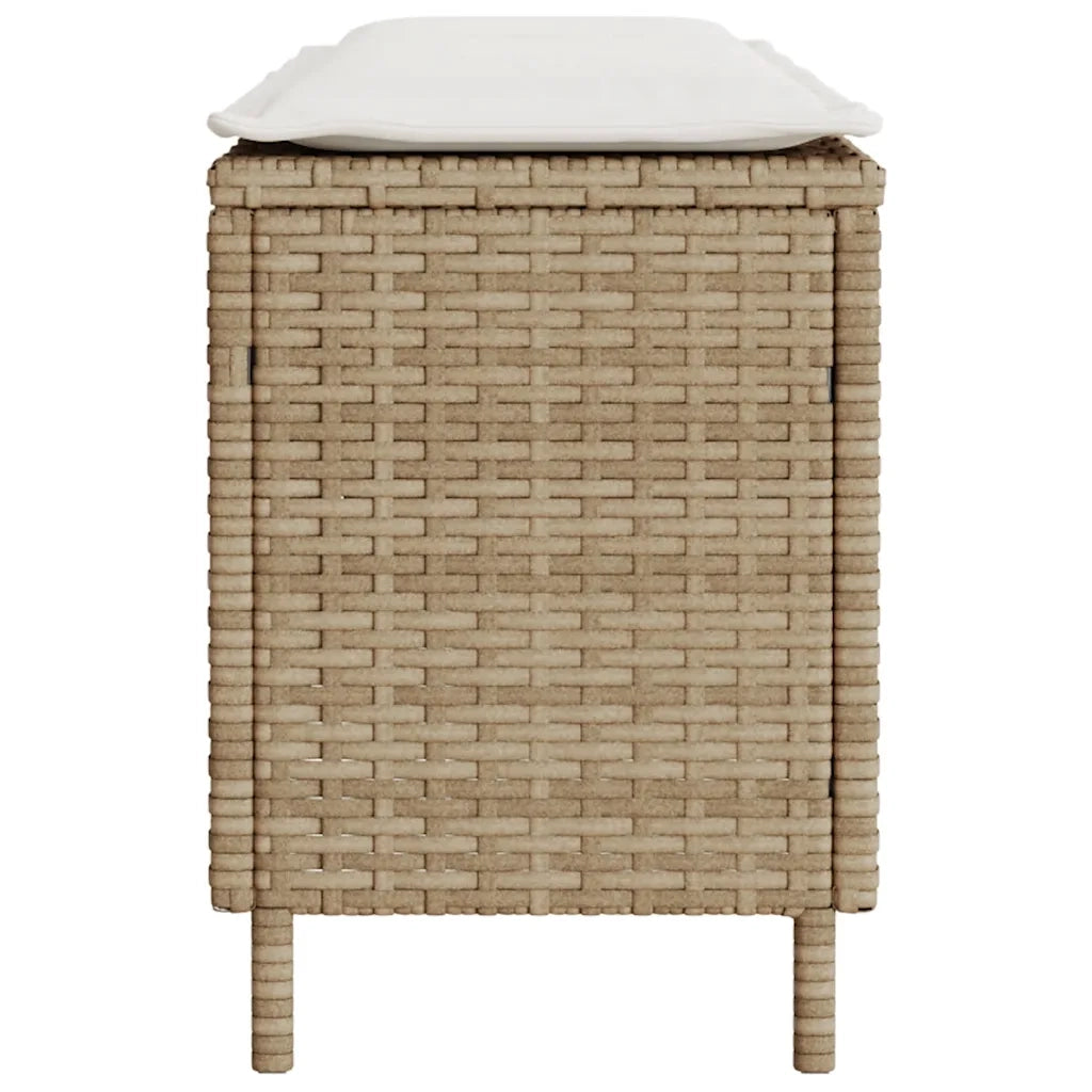 Panca da Giardino con Cuscino Beige 110x30x40,5cm in Polyrattan
