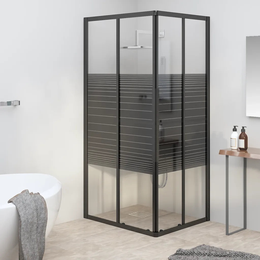 Box Doccia a Righe ESG 90x70x180 cm Nero CFW6973927