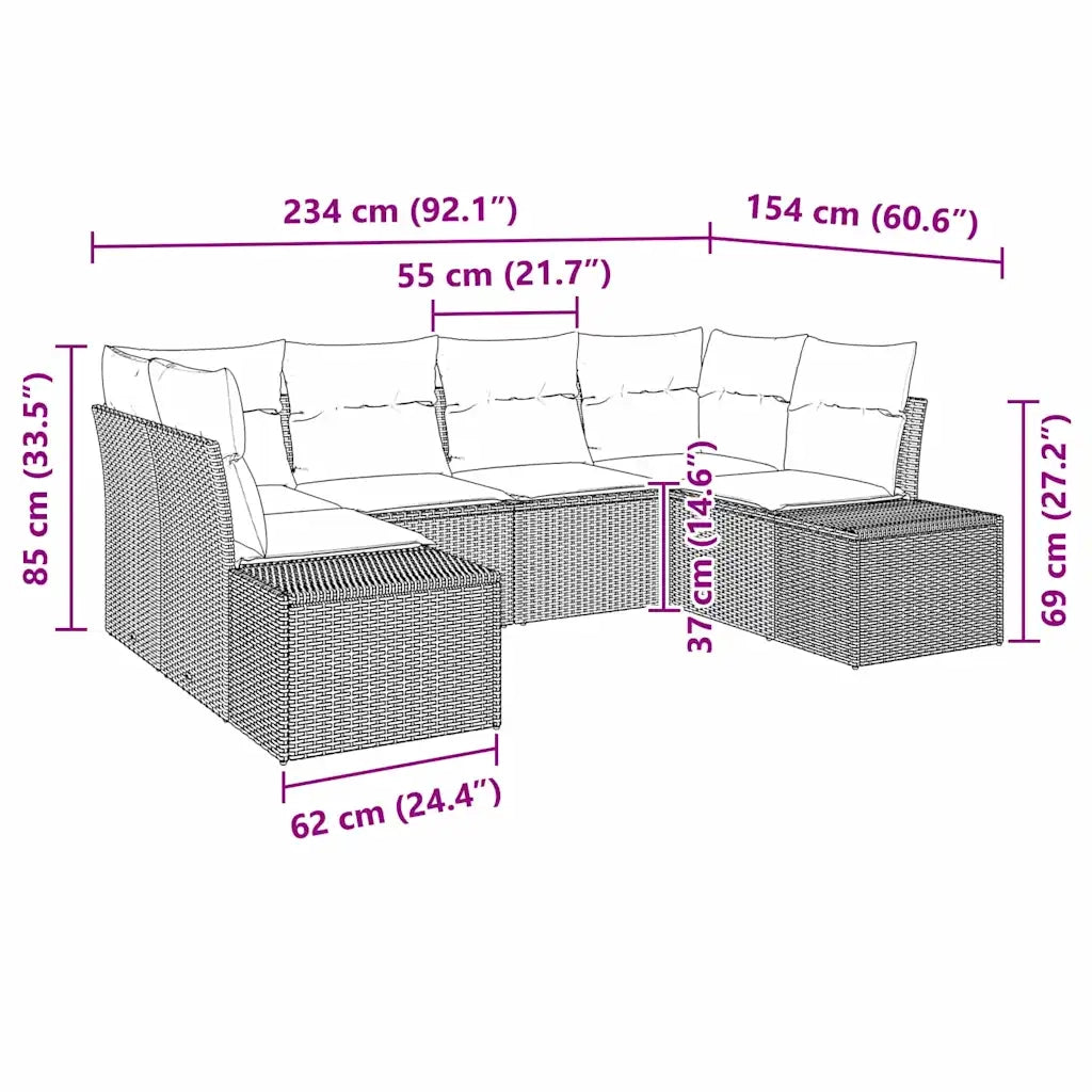 Set Divano da Giardino 6 pcs Grigio chiaro polyrattan 3347202