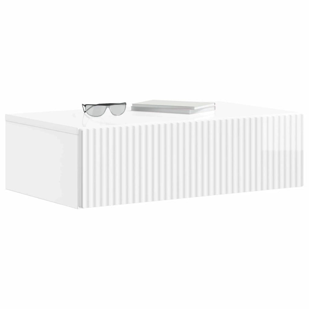 Tavolino da Parete Laterale Bianco Lucido 59 x 34,5 x 17 cm 898489
