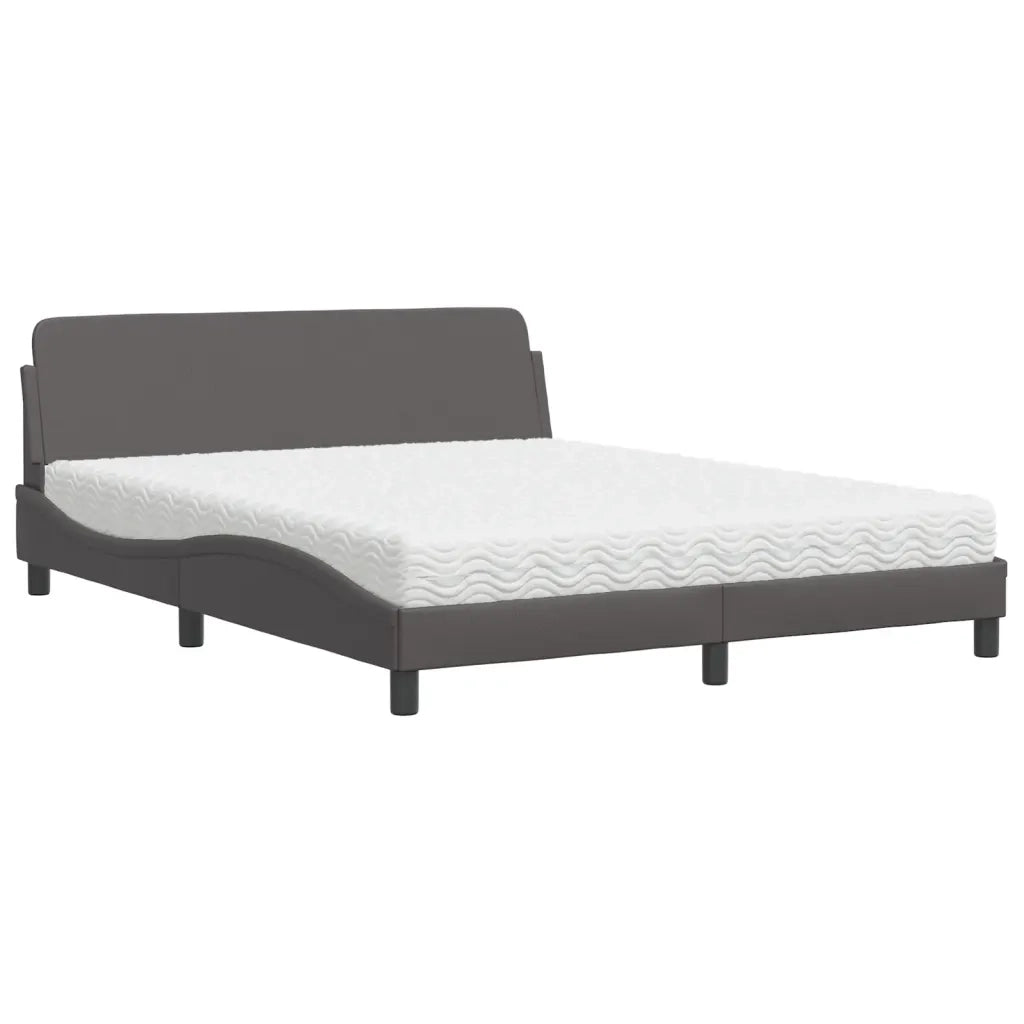 Letto con Materasso Dover Grigio 160x200 cm in Similpelle