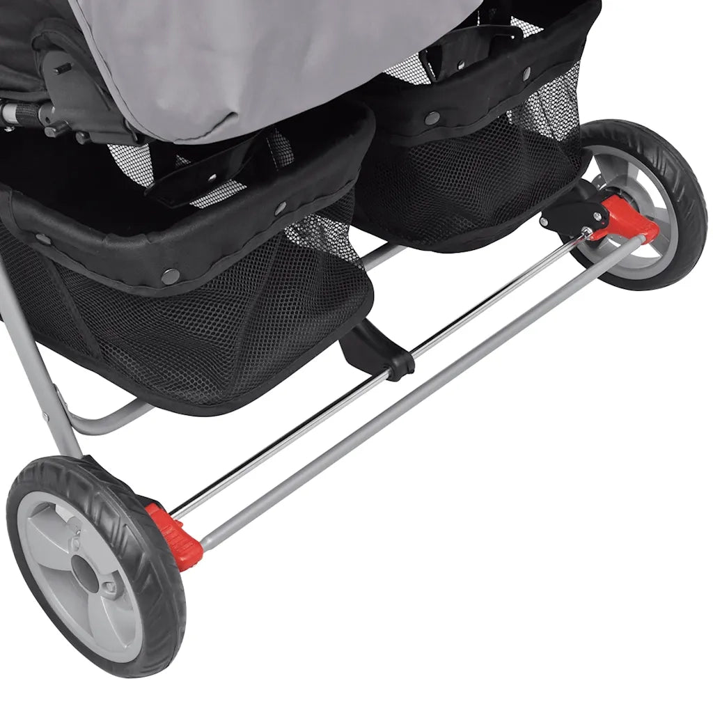Passeggino Gemellare in Acciaio Grigio e Nero CFW1926908