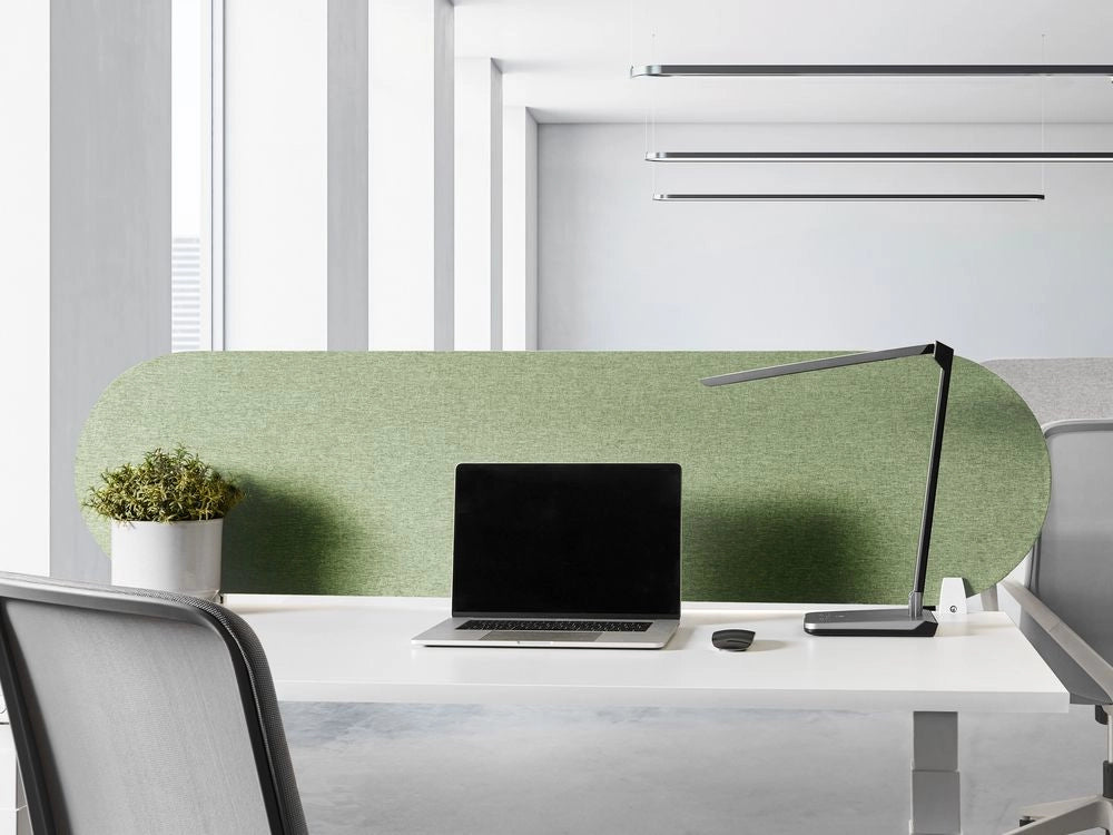 Pannello divisorio verde in tessuto PET Board 160 x 40 cm Schermo acustico Morsetti di montaggio modulari Casa Ufficio