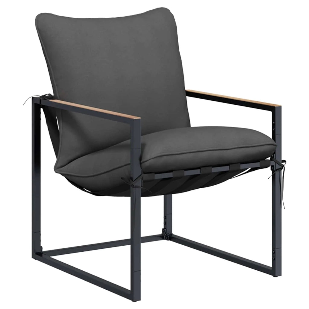 Set Divano da Giardino 3 pz Nero e antracite Acciaio 42025094