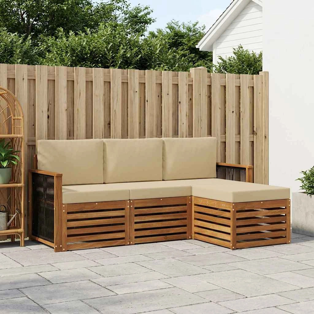 Set di divani da esterno 4 pz Naturale e Beige 3384204