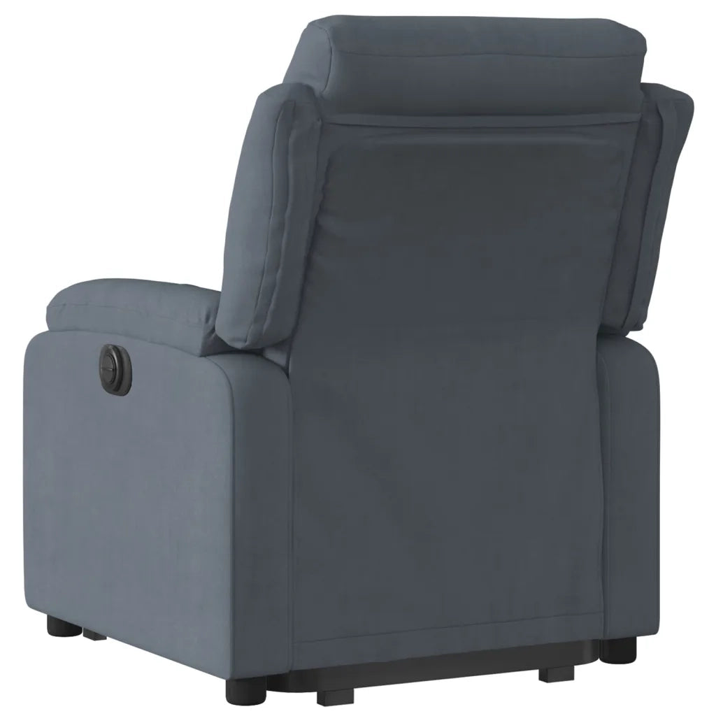 Poltrona Alzapersona Reclinabile Elettrica Grigio Scuro Velluto 3205115