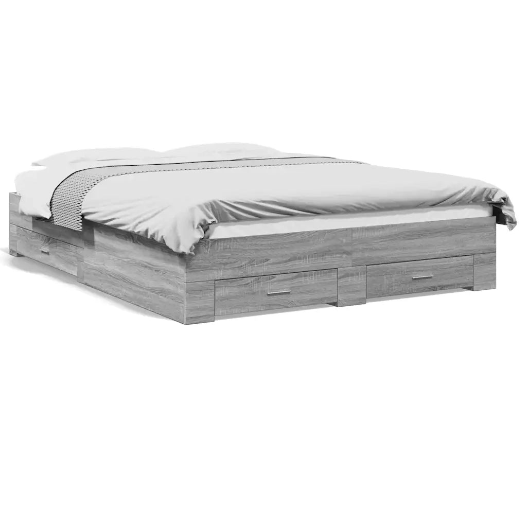 Giroletto Cassetti-Struttura Letto con contenitore Grigio Sonoma 150x200 cm Legno Multistrato 763156