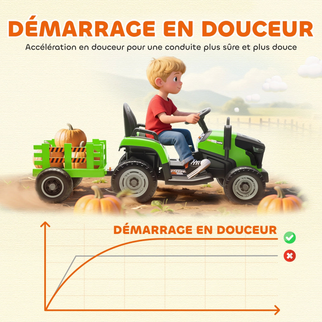 Tracteur ¨¦lectrique enfants ¨C zephmum ¨C 139x58x55cm verde