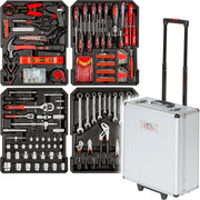 Trade Shop - Cassetta Attrezzi A Trolley Officina Portatile Con 187 Utensili 4 Scomparti -