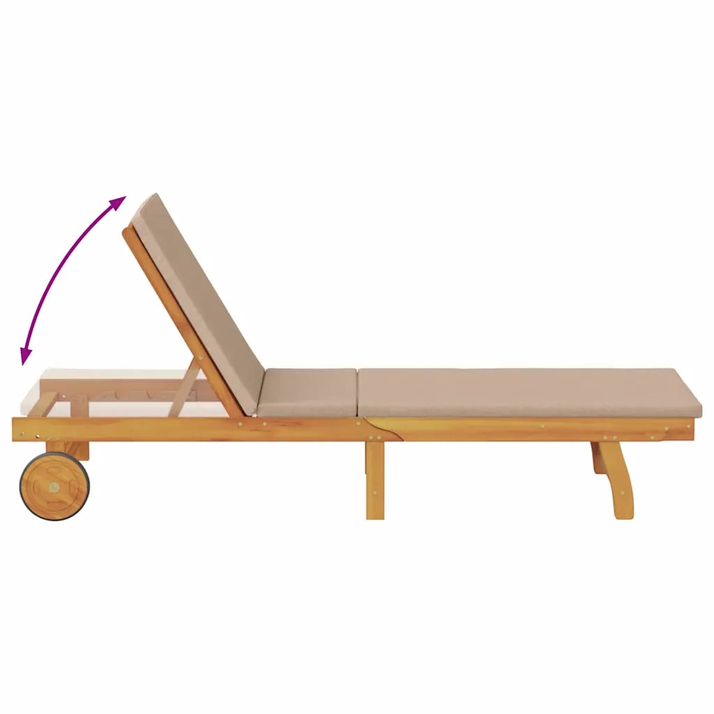 Lettino da sole con cuscino Talpa Legno di Acacia Massello 3407702