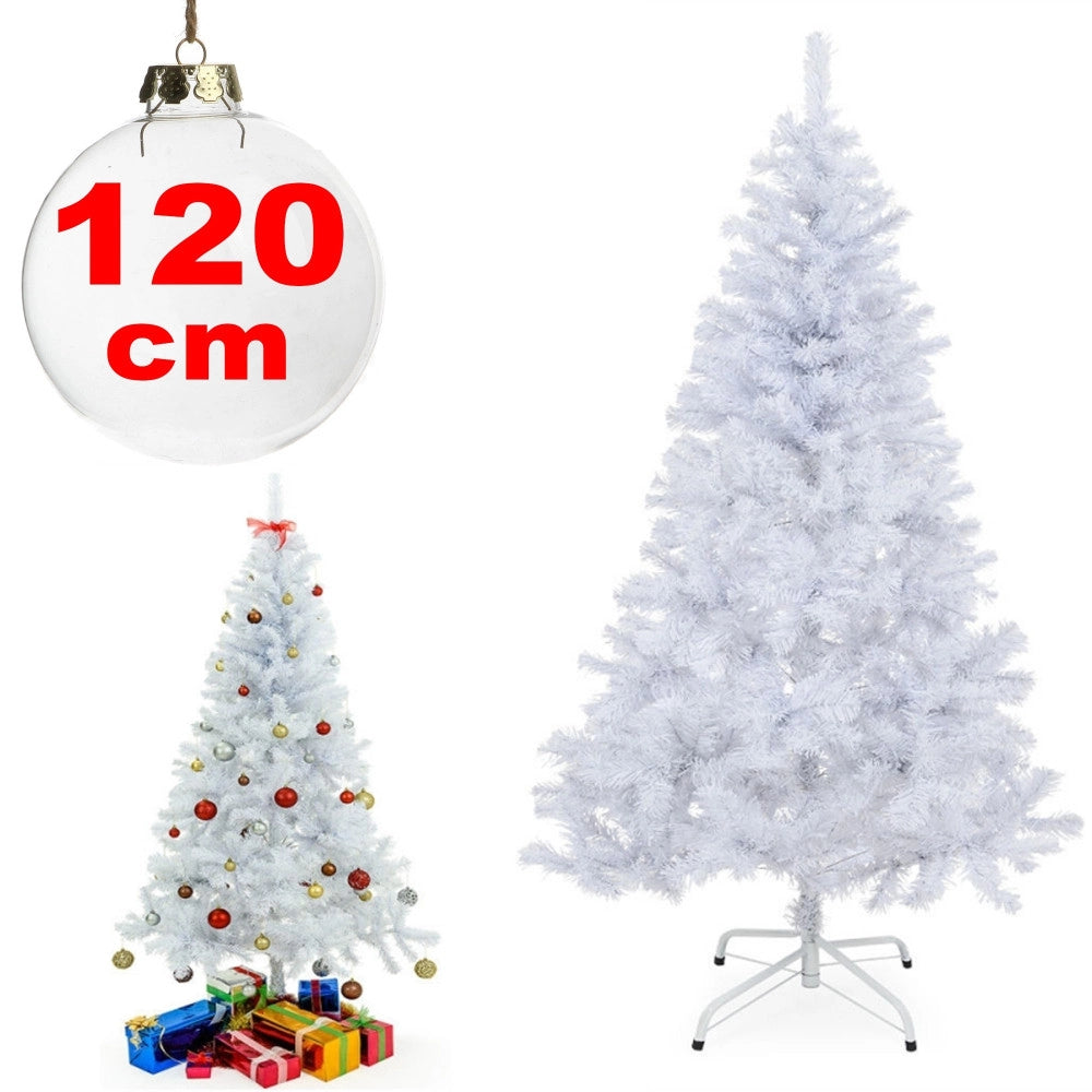 Trade Shop - Albero Di Natale Sintetico 120cm Bianco Neve Decorazione Per Casa Scuola Ufficio -