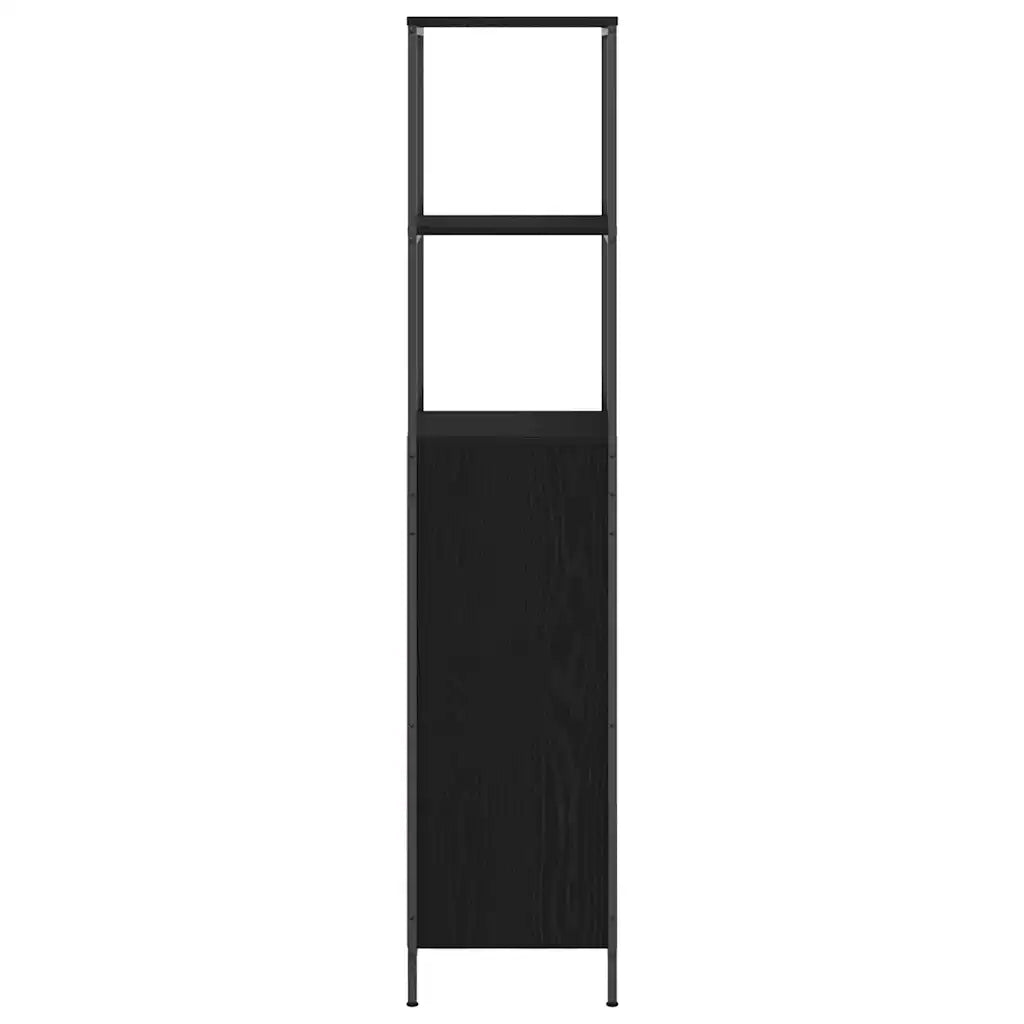 Mobile da Bagno con Ripiani Rovere Nero 36x35x165 cm