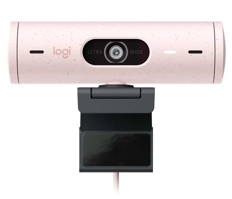 ORIGINAL Logitech Accessori per computer rose 960-001421 Webcam Logitech Brio 500 Webcam Full HD Correzione Luce, Auto-Framing,Show Mode, Microfono Riduzione del Rumore, Copertura Privacy, Funziona con Microsoft Teams, Google Meet, Zoom, Rosa