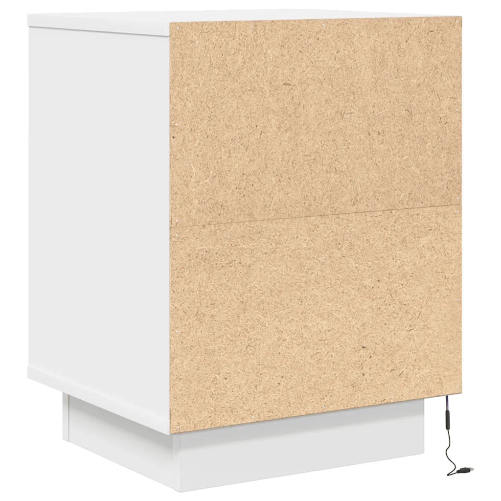 Comodino con Luci a LED Bianco 38x34x50 cm