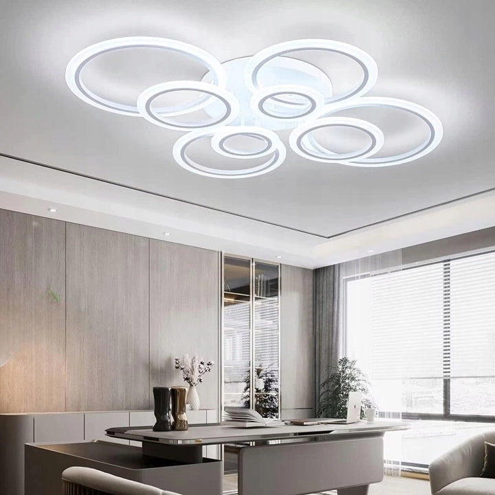 Lampada da soffitto LED bianca 8 anelli Vargo