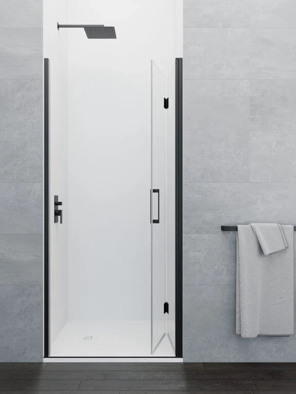 Box doccia frontale GLASS pieghevole 65 (30+30) cm nero trasparente