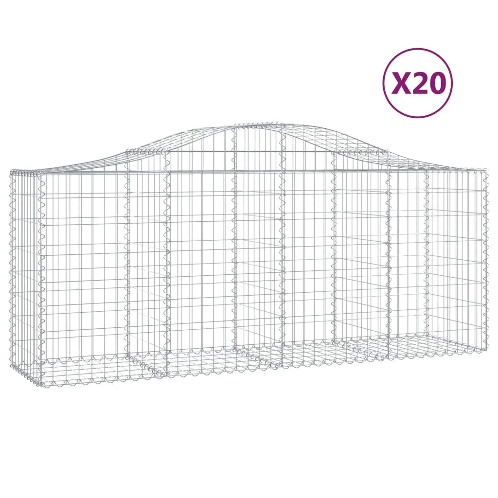 Cesti Gabbioni ad Arco 20 pz 200x50x80/100 cm Ferro Zincato