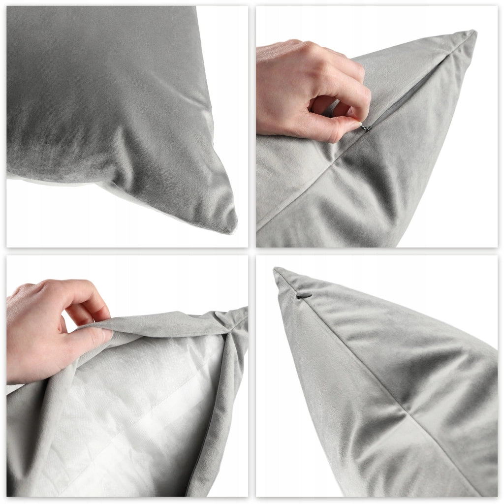 Cuscino decorativo in velluto KADAX 50x50 per soggiorno, grigio, Jasiek Soft