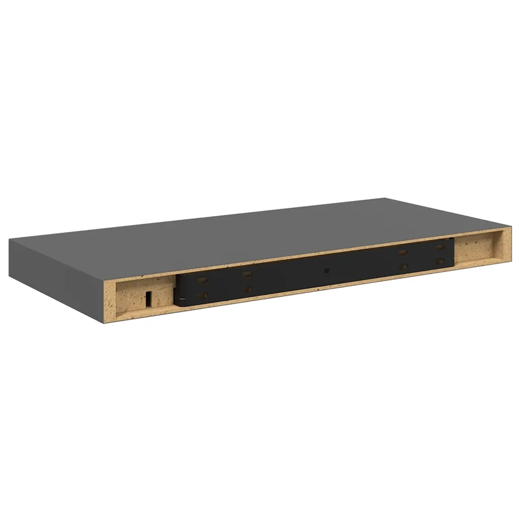 Scaffali a Parete 2 pz Grigio Lucido 50x23x3,8 cm in MDF 323788