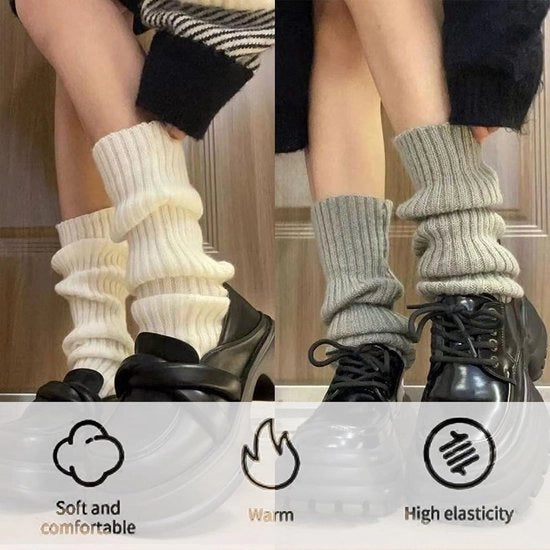 Calze termici per donna e bambina - Maniche per stivali invernali - Calze alla caviglia calde - Nero-bianco - Accessori per yoga, balletto, pattinaggio e festa - 40 cm di lunghezza - Nero-bianco