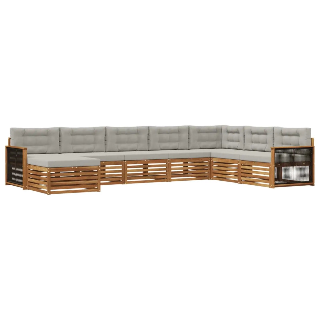 Set di divani da esterno 8 pz Naturale e Grigio Chiaro 3383714