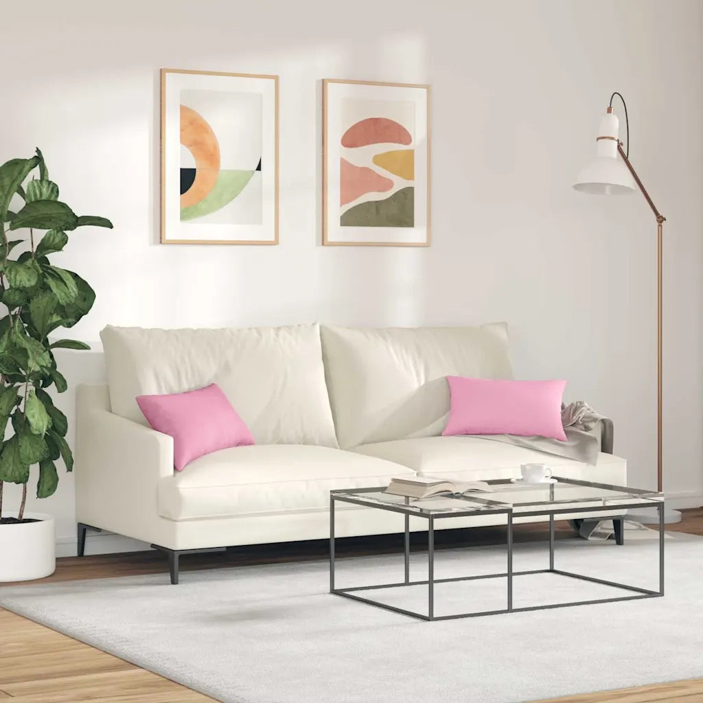 Cuscini da Divano 2 pz | Cuscini per sedie Rosa 50 x 30 cm Tessuto