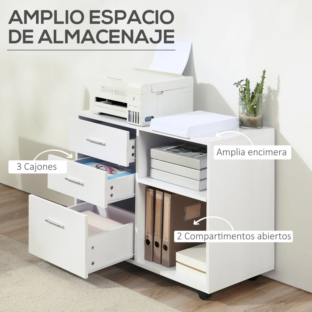 Scrivania con cassetti e scaffale ¨C zephmum ¨C bianco 80x40x65 cm