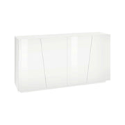 Credenza moderna a 4 Ackhab, Made in Italy, Madia da cucina, Buffet di design da soggiorno, cm 159x43h86, Bianco lucido