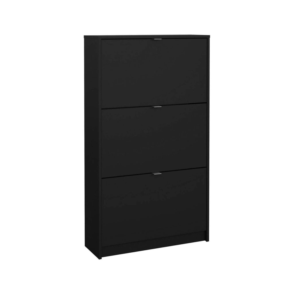 Scarpiera Irina, Mobile portascarpe, Armadio da ingresso multiuso, Mobiletto per calzature, 70x24 h124 cm, Nero