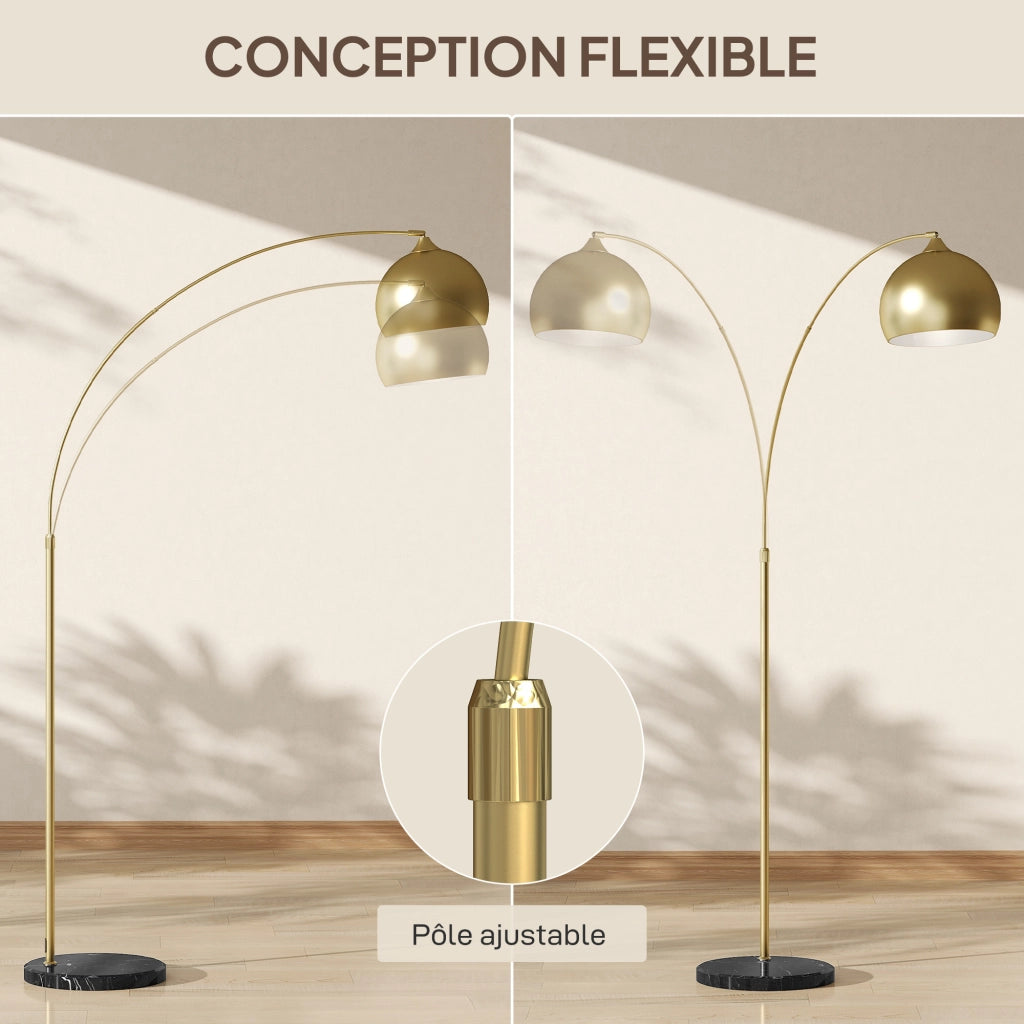 Lampada da Terra Arco ¨C Zephmum ¨C Dorato 40W E27 100-115x30x170-180 cm