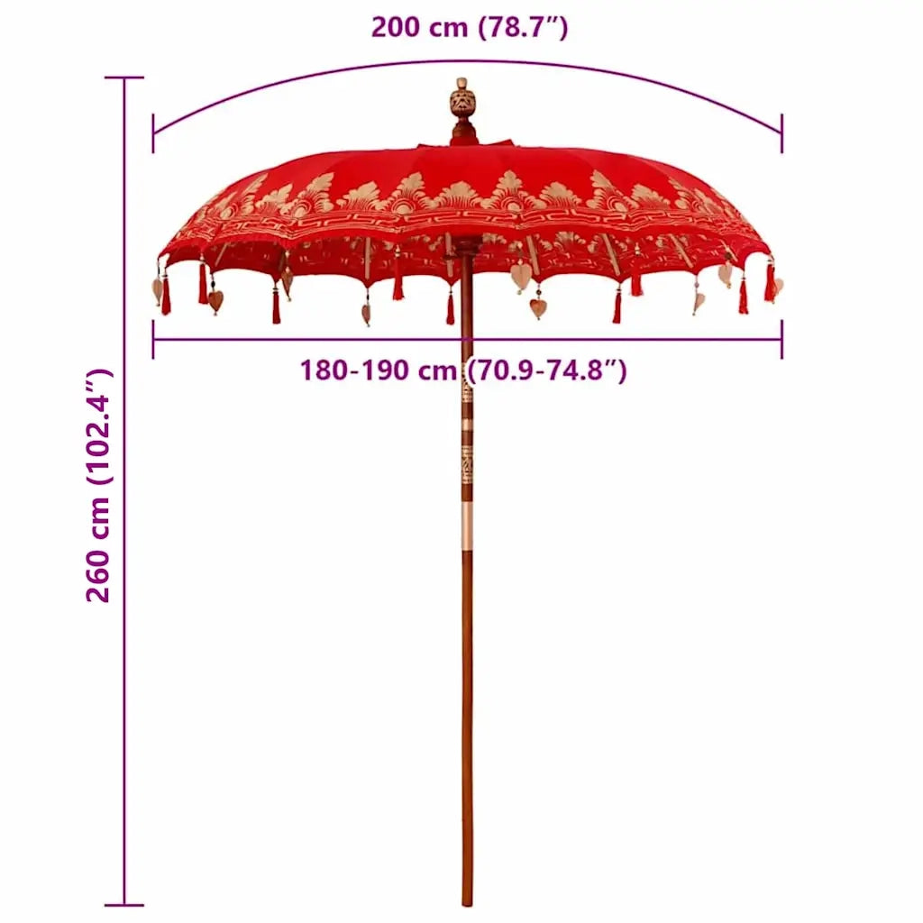 vidaXL Parasol Balinese Rosso (180-190) x 260 cm