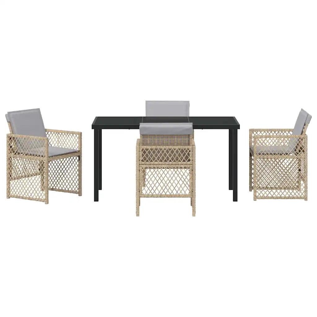 Set da Pranzo per Giardino 5 pz | Set Salotto da Giardino Beige polyrattan