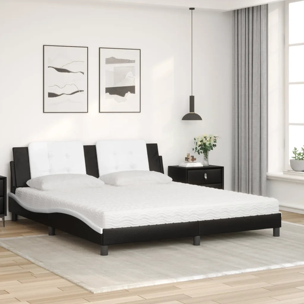 Letto con Materasso Zadar Nero e Bianco 180x200 cm in Similpelle 3208885