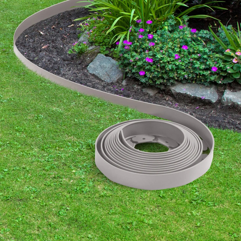 IDMarket - Cordone flessibile da giardino 10 M grigio alto 5 CM + 30 picchetti