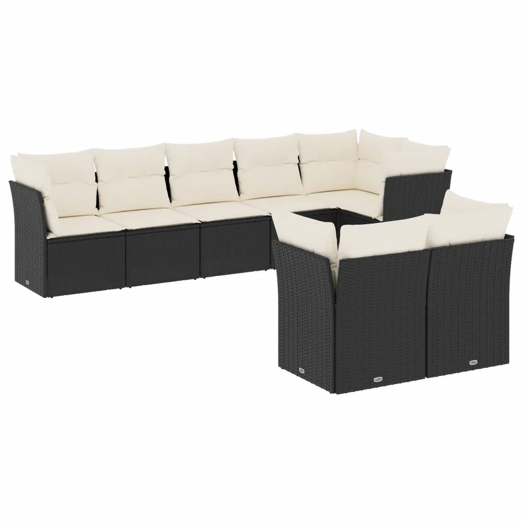Set Divani da Giardino con Cuscini 8 pz Nero in Polyrattan 3249745