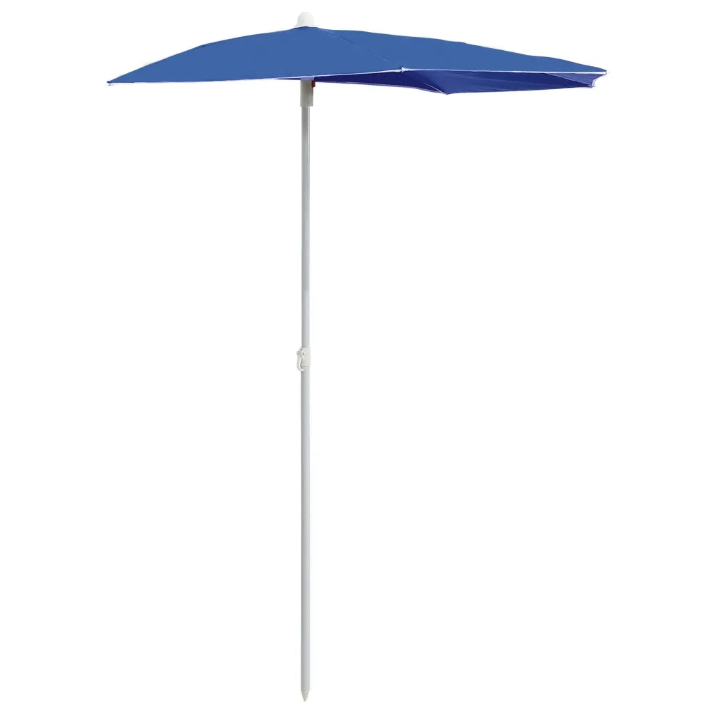 Ombrellone Semicircolare da Giardino con Palo 180x90 cm Azzurro 315566