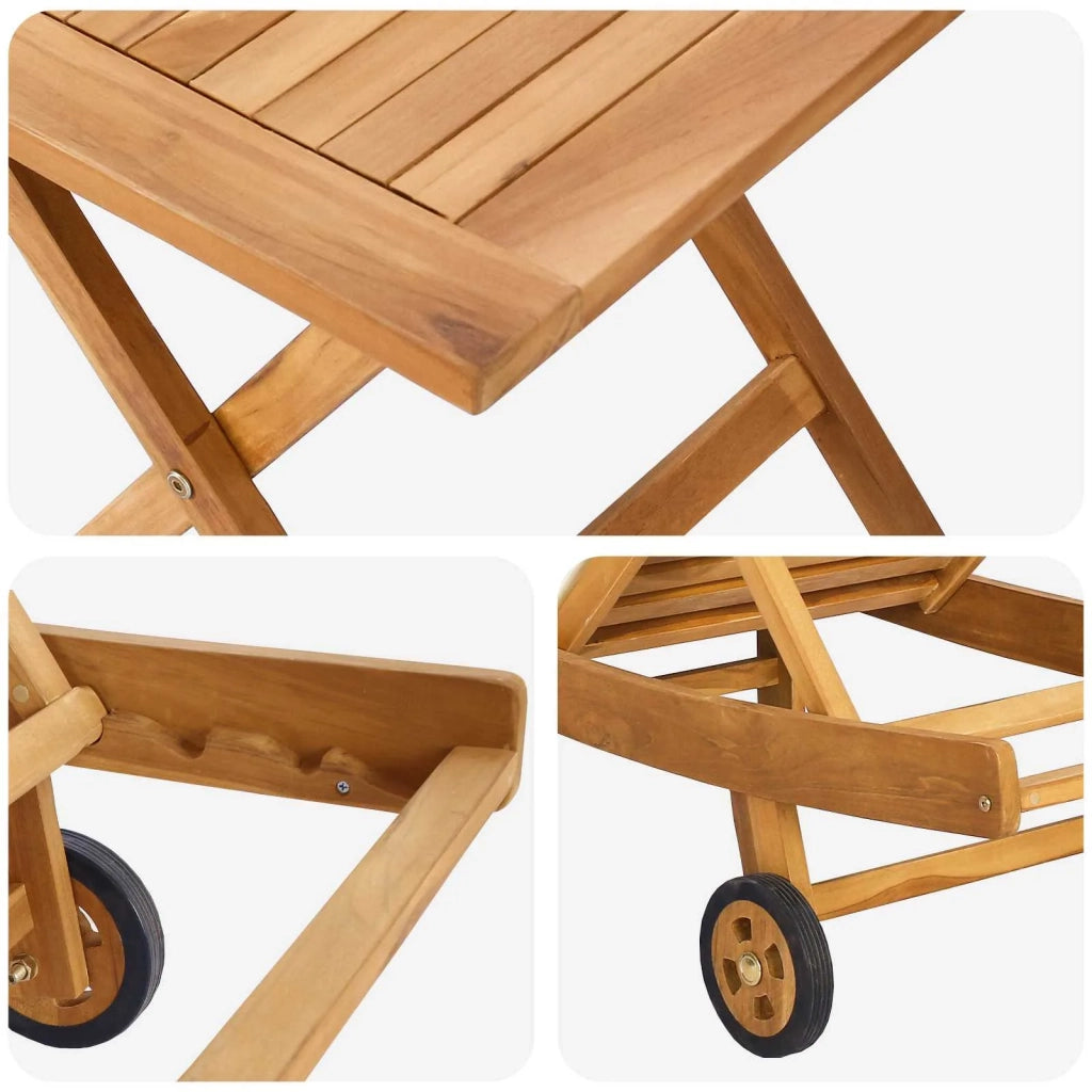 Lettino da sole 2 pcs Marrone Legno di teak solido