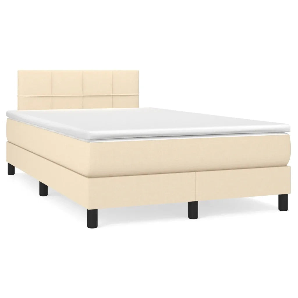 Letto a Molle con Materasso e LED Crema 120x190 cm in Tessuto 3270044