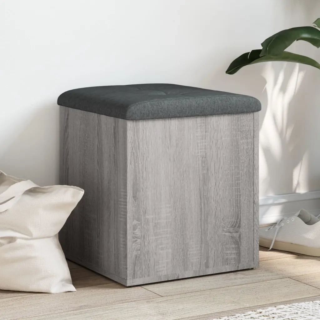 Panca Portaoggetti-Sgabello-Panca con Contenitore Grigio Sonoma 42x42x45 cm Legno Multistrato