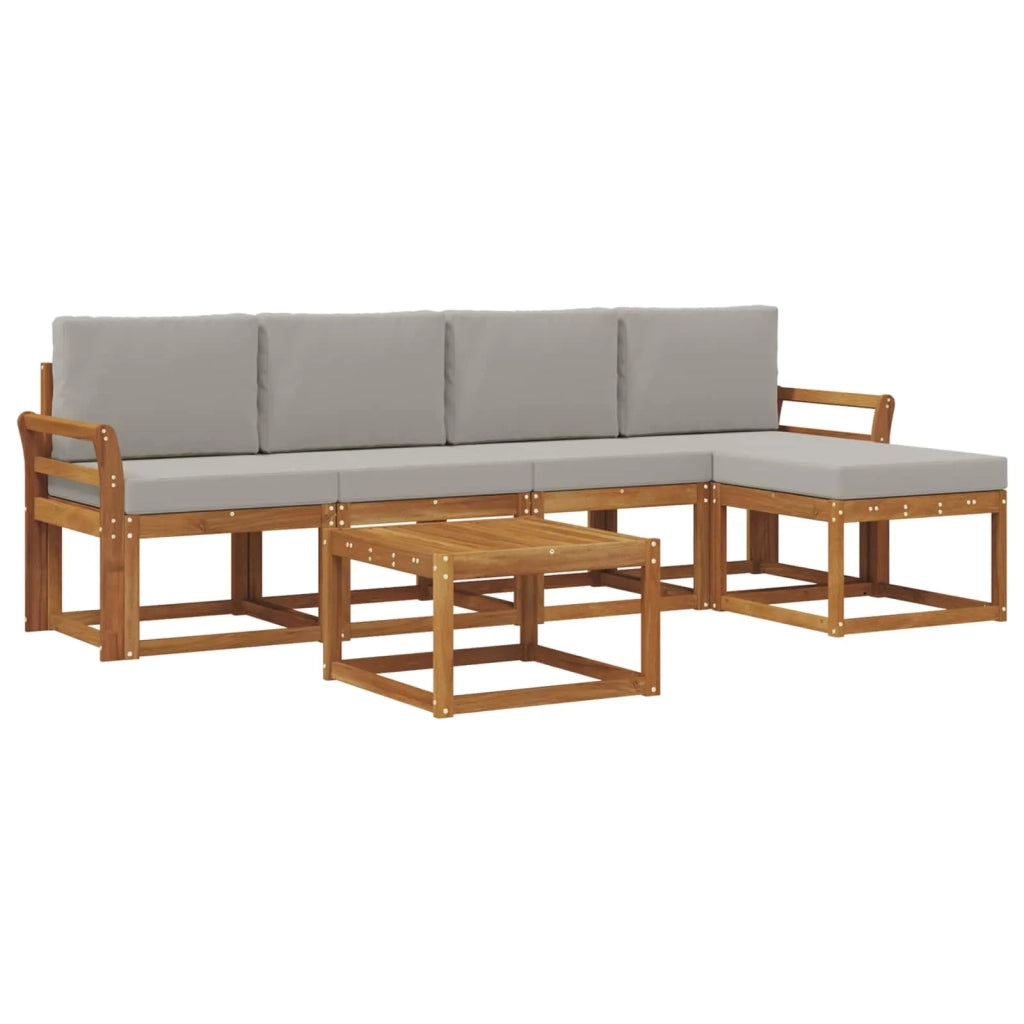 Set di divani da esterno 6 pcs Grigio Naturale e Chiaro