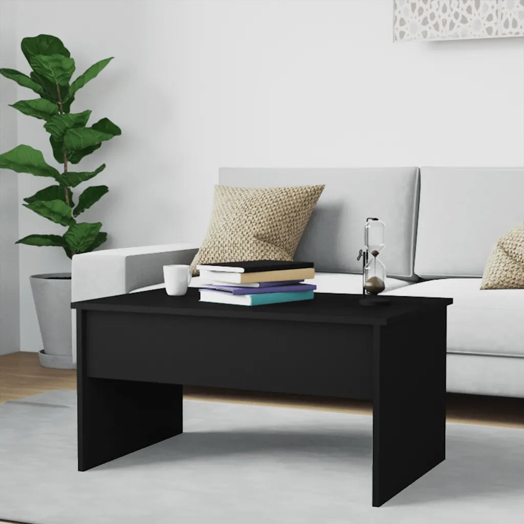 Tavolino da Salotto Nero 80x55,5x41,5 cm in Legno Multistrato 809639