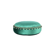 Pouf Rotondo Taj Mahal in Velluto Verde con Pompom