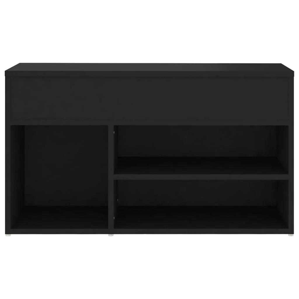 Panca portascarpe/stivali cassettiera scaffale mobiletto portaoggetti per ingresso 80 x 30 x 45 cm legno ingegnerizzato nero 02_0022996