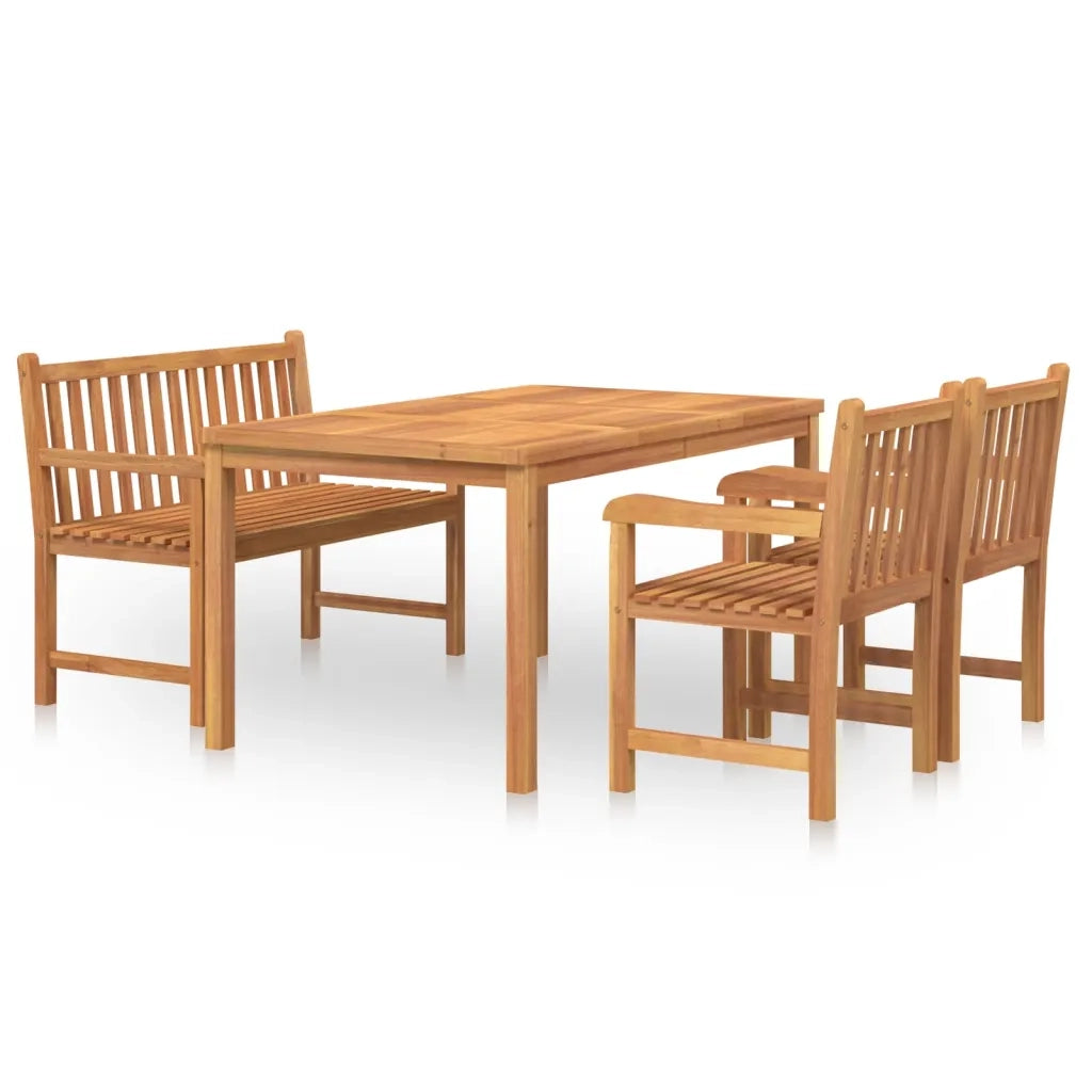 Set da Pranzo per Giardino 4 pz in Legno Massello di Teak cod mxl 41809