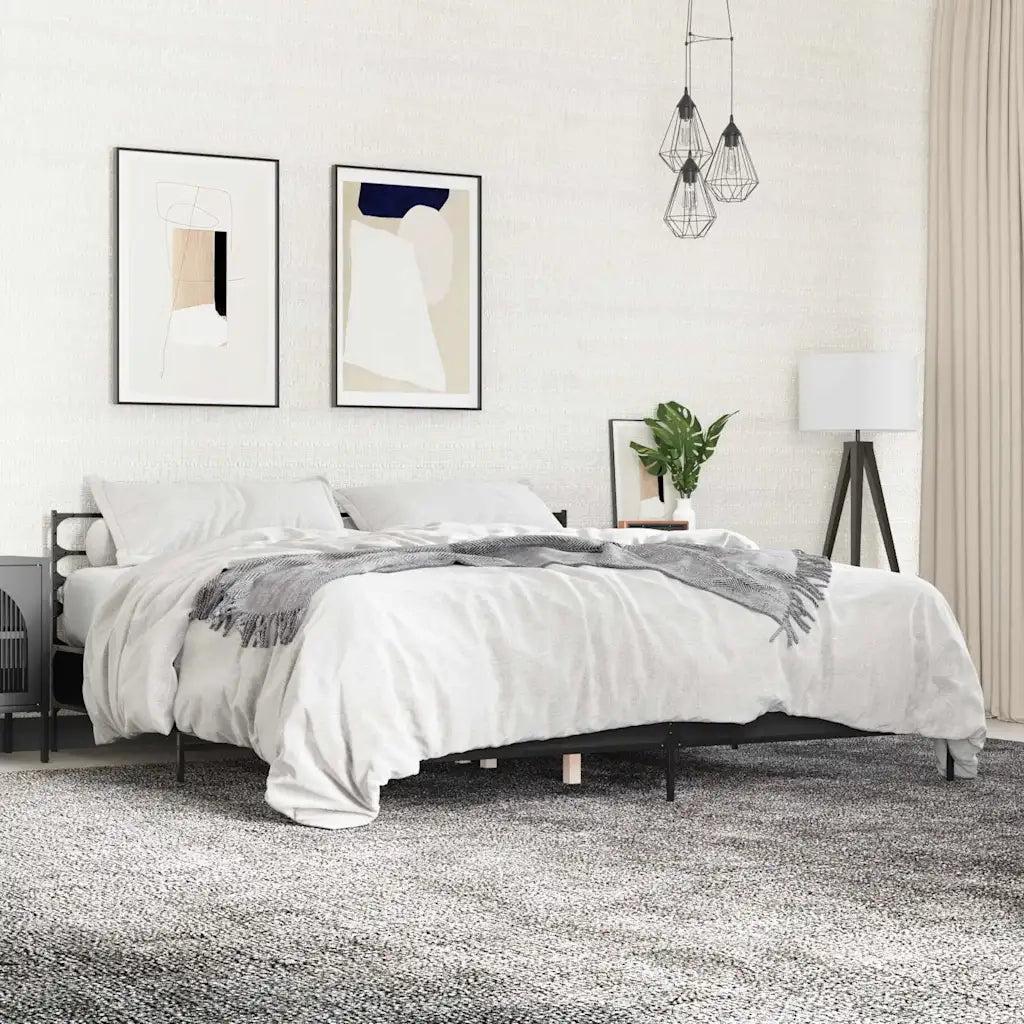 Giroletto Nero 200x200 cm in Legno Multistrato e Metallo 3280062