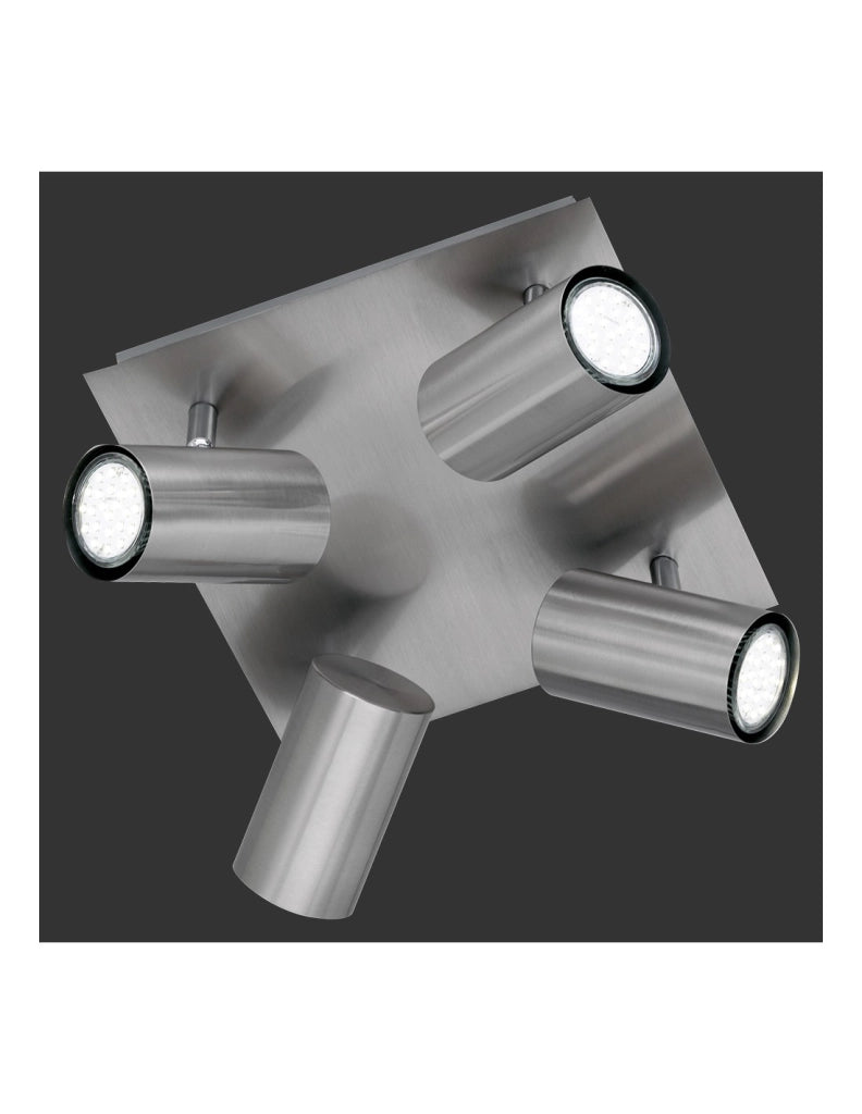 Lampada Soffitto Quadrata 4 Faretti Orientabili Marley Nichel Trio Lighting