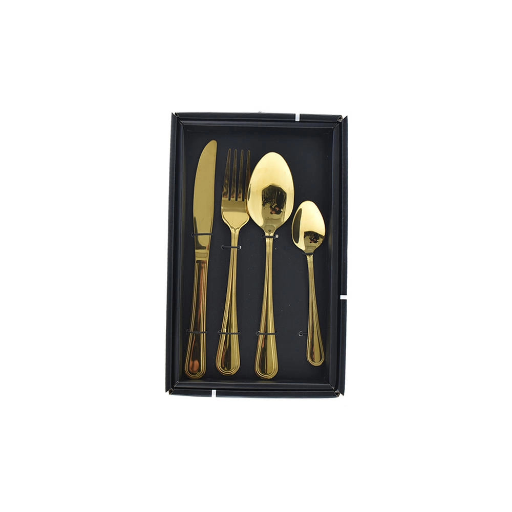 Posate Oro per Feste Party Capodanno Set 24 pz