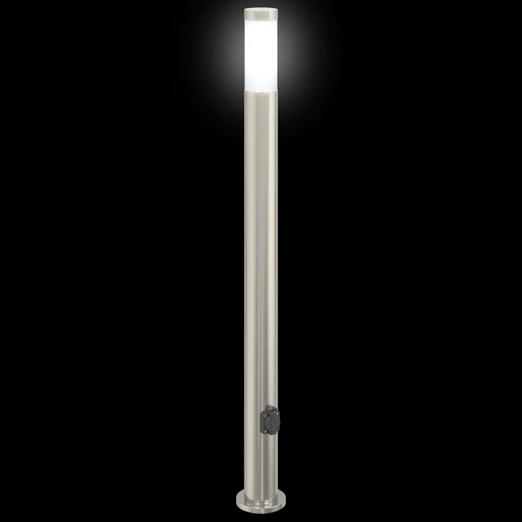 Lampada a paletto con presa elettrica 110 cm Acciaio Inox IP44 4006015