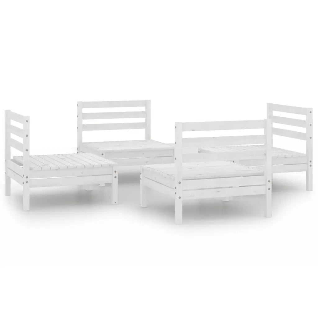 Set Divani da Giardino 4 pz Bianco in Legno Massello di Pino 3082403