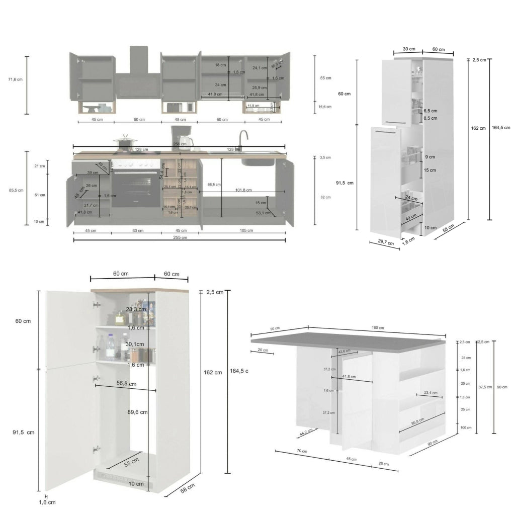 Cucinino Armend, Cucina Modulabile, Elettrodomestici non inclusi, Made in Italy, Bianco Lucido